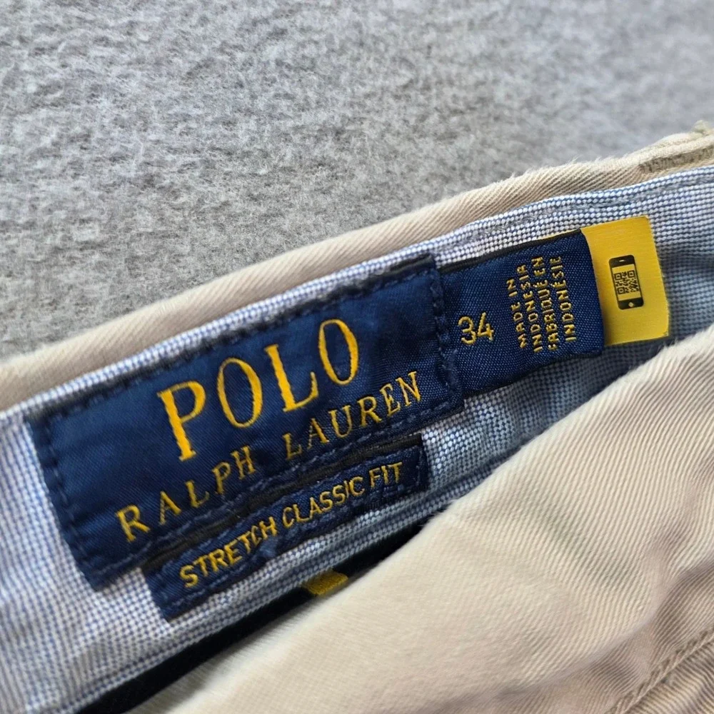 Polo Ralph Lauren Chino Shorts Mens Size 34 Khaki Stretch Classic Fit Cotton